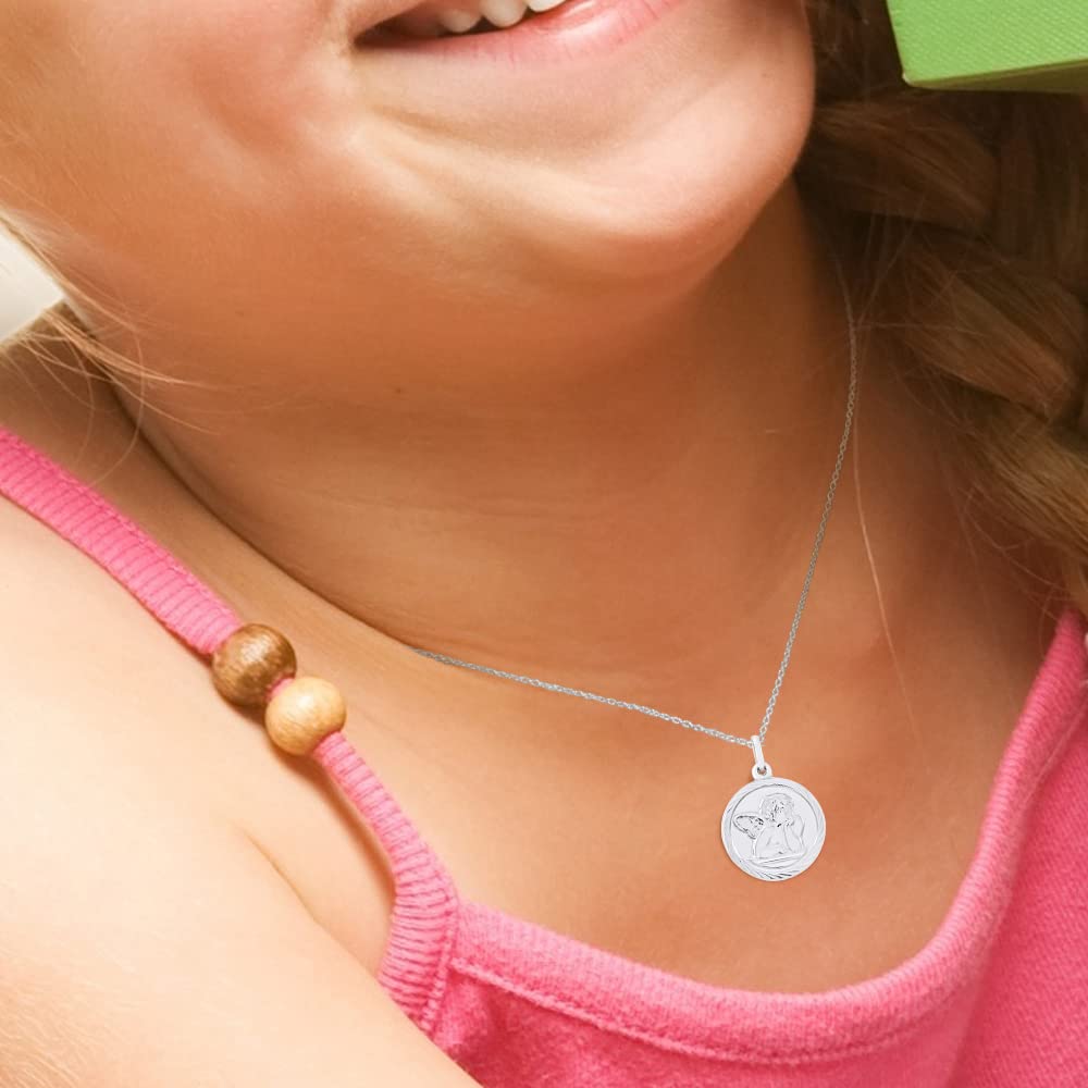 Amours, Bisous & Calins - MÉDAILLE MON ANGE - Argent 925-100% Anallergique - pour Enfants de 2 à 12 ans - Bijou Enfant
