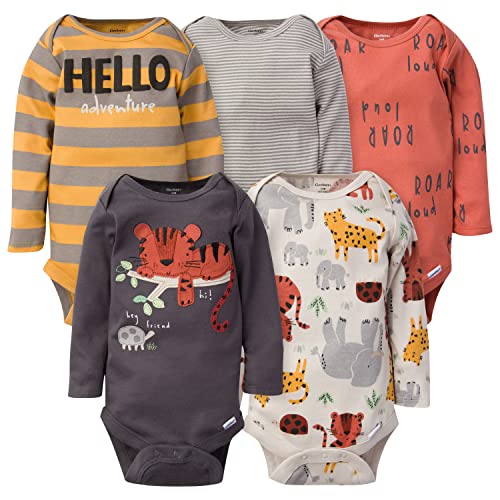 Image of Gerber Baby Boys' 5-Pack Long-Sleeve Onesies Bodysuit