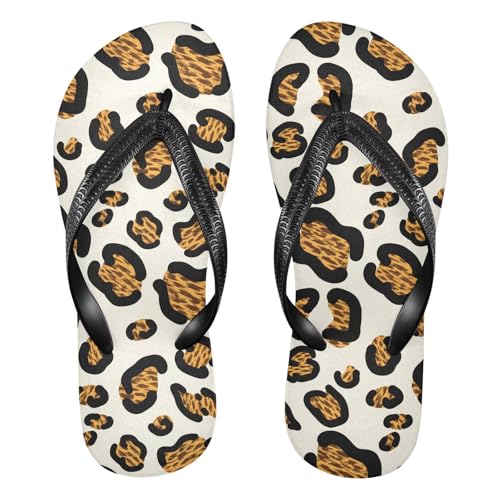 Leopard Brown Beige Flip Flop Beach Summer Casual Sandal for Women & Men Shower Shoes 20861794