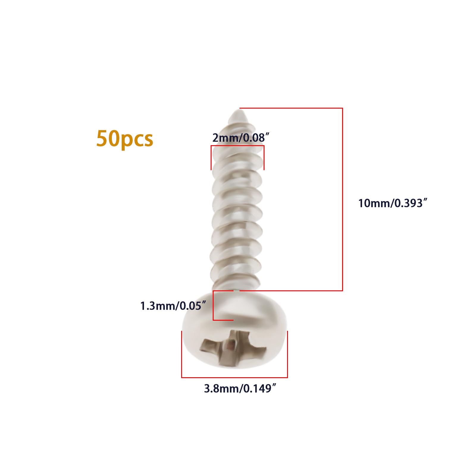 VGOL 50 Pieces Guitar Tuner Machine Head Mounting Screws M2 10mm Metal Guitar Tuners for Acoustic Electric Guitar Bass Silver - Image 4