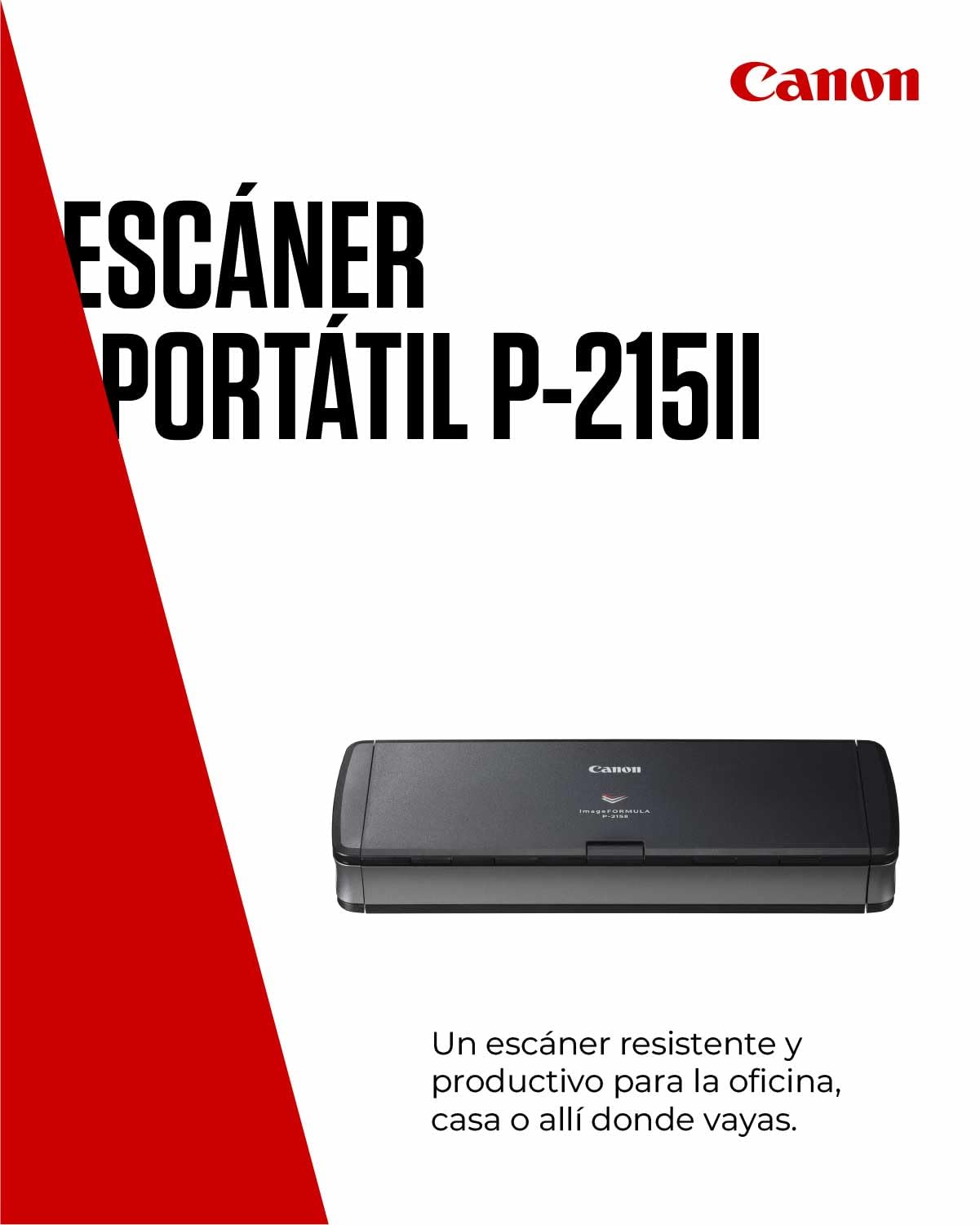 Canon imageFORMULA P-215II Escáner Portátil a Doble Cara | Alimentación USB | Hogar, Oficina y Fuera de casa | hasta 15 pág/min | Alimentador de 20 Hojas | Incluye Software Canon CaptureOnTouch Lite