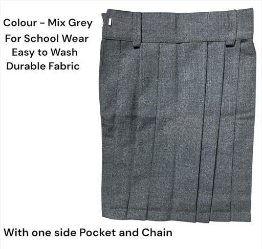 School Uniform Mix Grey Skirt for Girls, Cotton Polyester Blend Pleated Skirt with Adjustable Waist, Comfortable, Durable & Easy-Care School Wear Skirt Student Uniform Bottom Wear.8-9 Years 1