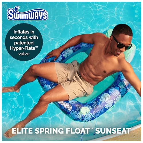 SwimWays Elite Spring Float SunSeat Pool Lounger, Inflatable Pool Floats for Adults and Teens with Fast Inflation and Linking Capability, Ages 15 & Up, Supports Up to 250 lbs. - image 2