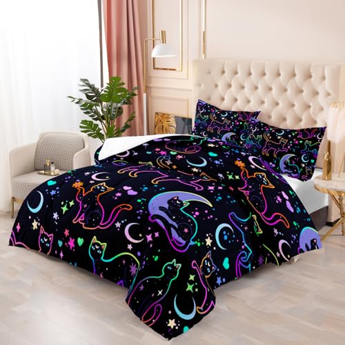 Edredon Gatos Coloridos Edredón De Microfibra 200Gr/M² para Edredon Cama Matrimonio,Relleno Nordico Cama Extra Suave,Relleno Nordico Cama para Todas Las Estaciones
