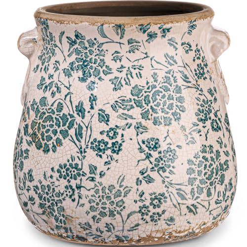 Pot de fleurs rustique en céramique pour bibliothèque et maison