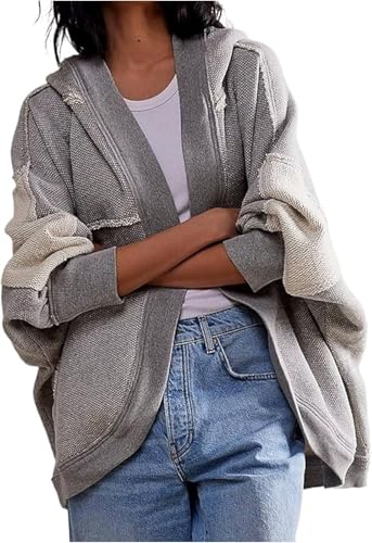 MOLERFO Open Front Hoodie Y2k Oversized Sweatshirt Cardigan Batwing Cardigans Hooded Outerwear Fall Winter 2024 Trendy
