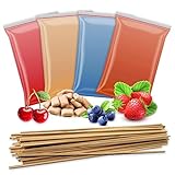 4x 200g Aromazucker + 50 Zuckerwattestäbe | Kirsche - Erdbeere - Blaubeere - Bubble Gum | 4 Sorten Zucker mit Geschmack für Bunte Zuckerwatte/Zuckerwattemaschine | 800 Gramm gesamt