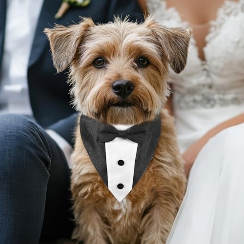 Hund Smoking Bandana Halsband Hochzeit Fliege für Hunde Fliege Verstellbar für Krawatte Haustiere Formelle Halsketten Hund Welpe Kätzchen Hochzeit Geburtstag Schwarz Weiss