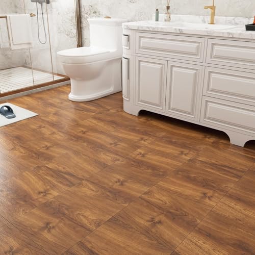 Decotalk Suelo Vinilo Autoadhesivo Baño Madera Marron 30X30cm Dicke 1.66 mm 1.35m² -15 Stück Suelo Vinilico Efecto Madera Marron Suelos Baño Cocina Azulejos Baldosas Adhesivas Impermeable