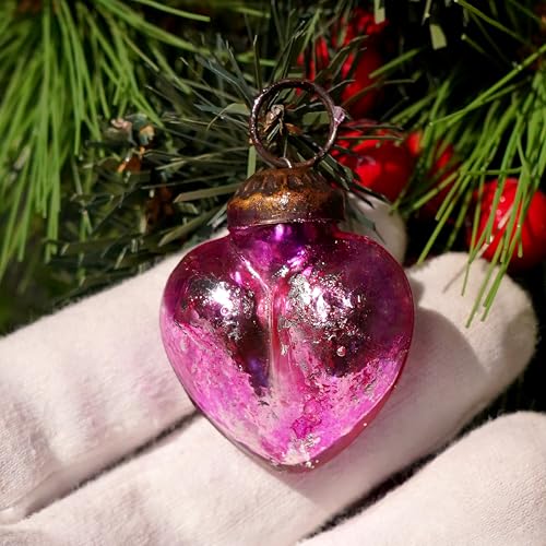 Image of Indianshelf 25 Piece Handcrafted Glass Vintage Ornaments with Gift Box- Vintage Christmas Tree Ornaments Set- Distress Mini Xmas Decor - Unique Retro Christmas Decorations Bulk, Reusable Holiday Decor