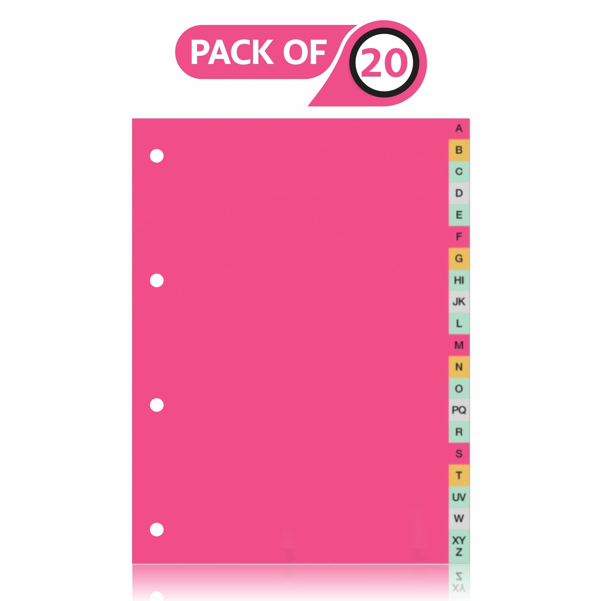 Index Dividers A-Z Folder Divider Reinforced Pink Subject Divider For Files Documents Or Ring - View #3