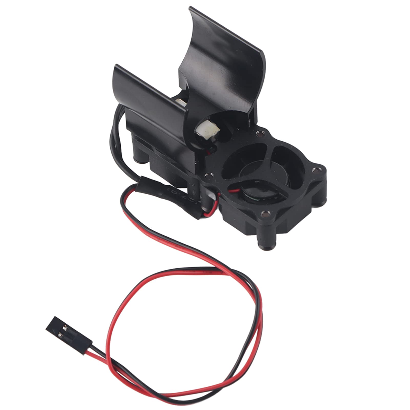 RC Motor Heat Sink Aluminum Alloy Dual Fan Temperature Sensor Enhanced Heat Dissipation for 1/10 RC Model Cars Red Silver Blue Black (Black)