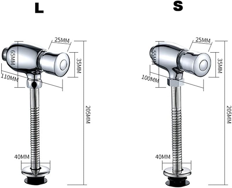 Brass Hand Control Urinal Flushing Valve Toilet Urinal Switch Delay Valve Hand Pressing Urinate Flushometer(Small)