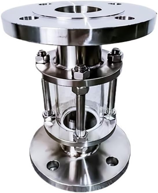 KACOME Flow Sight Glass HGS07-126 Flange Sight Glass 304/316L Stainless Steel Chemical Department Sight Glass Polished Pipe Sight Glass(304 DN65 2.5 inch 4 Holes)