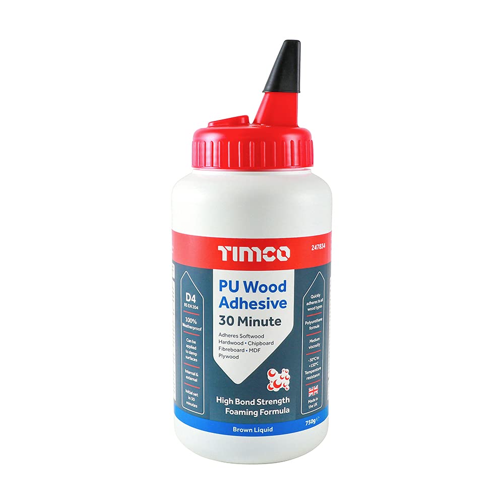 Timco 6 In 1 Pu Wood Adhesive 30 Minutes Liquid 750G (1 Bottle) Brown