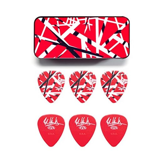 JIM DUNLOP Púas Eddie Van Halen, Frankenstein, Caja en Metal 6, Rojo
