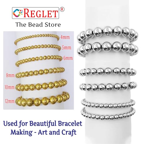 Image of 1800 Pcs Golden & 1800 Pcs Silver Beads for Bracelets Making - Beads for Jewellery Making Kit, Beading, Bead Craft, Crafting, Beadwork, Pearls for Craft - 4, 5, 6, 8, 10, 12MM - 360g