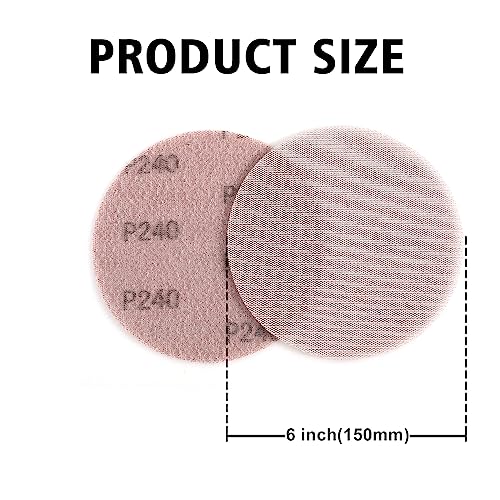 Kcmell 20PCS 150mm Mesh Sanding Discs 240 Grit, 6 Inch Hook and Loop Sanding Pads - Image 2