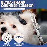 Moontay Hundeschere Professionelle Pflegeschere für Hunde Effilierschere Chunkerschere zum Ausdünnen Schneiden 7 Zoll 440c japanische Edelstahlschere Hundepflege-Schere Silber