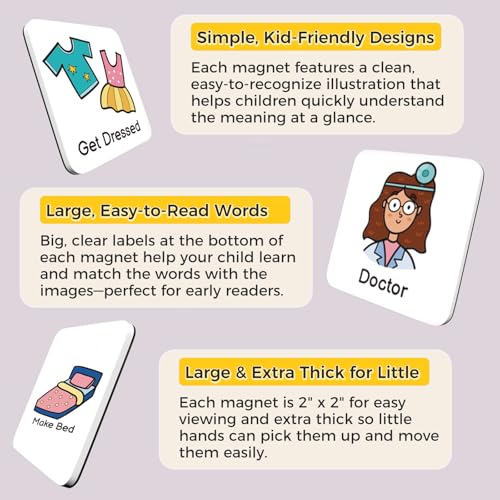 Image of Magnetic Visual Schedule for Kids - Daily Routine & Chore Chart with 100+ Picture Magnets for Toddlers, Autism & ADHD, for Home Use, Morning and Bedtime Routines
