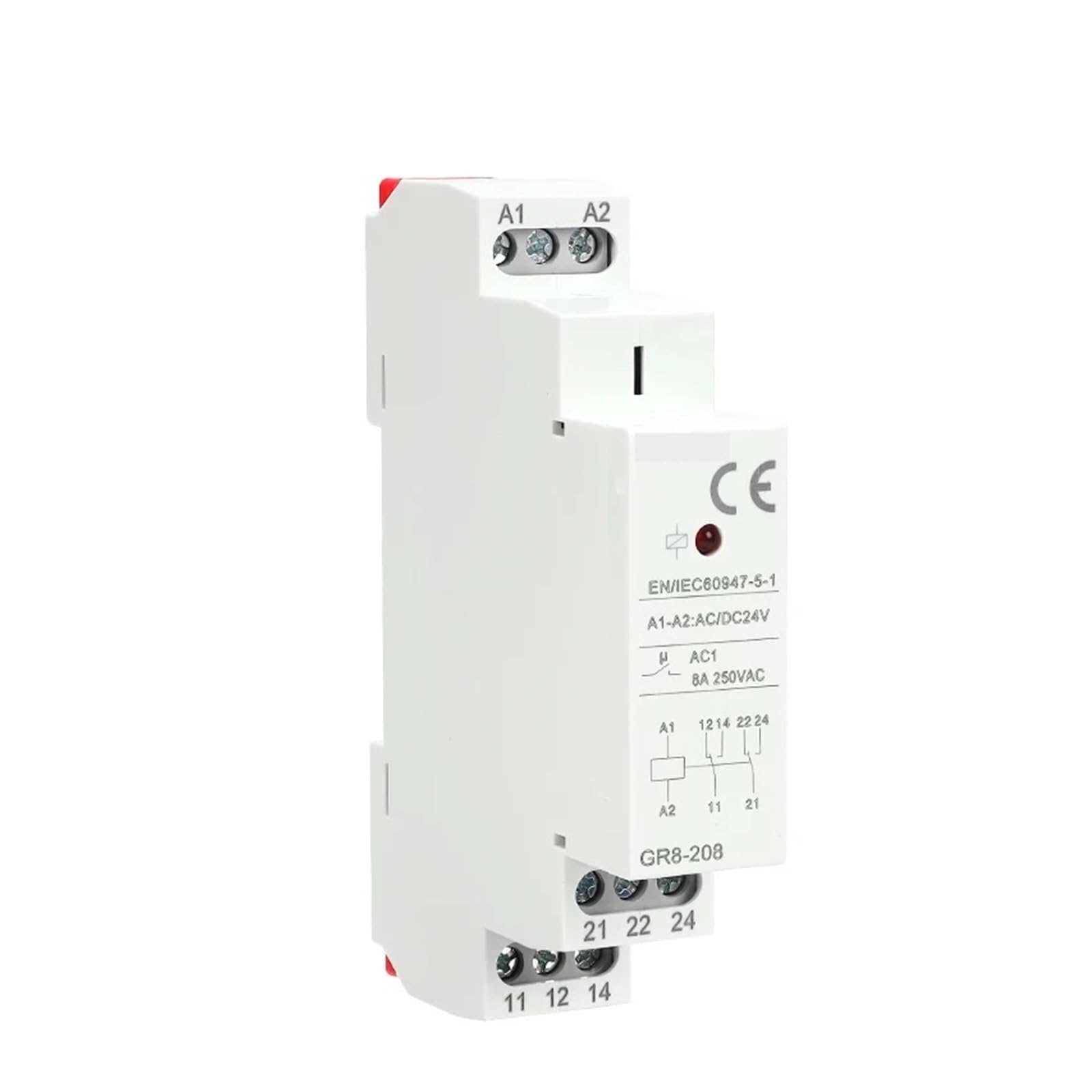Przekaźnik pomocniczy przekaźnik pośredni na szynie DIN GR8 AC DC 12 V 24 V 48 V 8 A 16 A ROHS (ACDC12V, GR8-208)