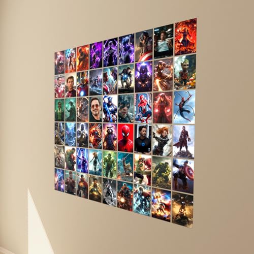 Image of Superhero Action Posters Set of 54 - 4x6 Inch Cinematic Wall Art Prints | Power Heroes, Sci-Fi Action Scenes & Aesthetic Room Decor Wall Collage Kit