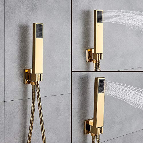 Colonne de douche or LED de luxe avec mitigeur à affichage digital et ciel de pluie moderne