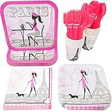 Paris Standard Party Packs (65+ Pieces for 16 Guests!), Paris Party Supplies, French Birthday, Tableware