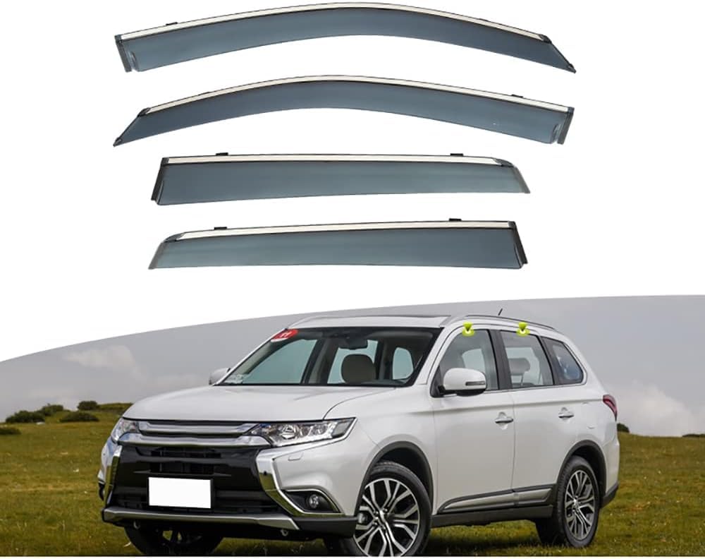 Wangkaix Black 4Pcs Wind Deflectors For Mitsubishi Outlander 2013-2021, Weather Shields Visors Wind Rain Deflectors Side Window Deflectors