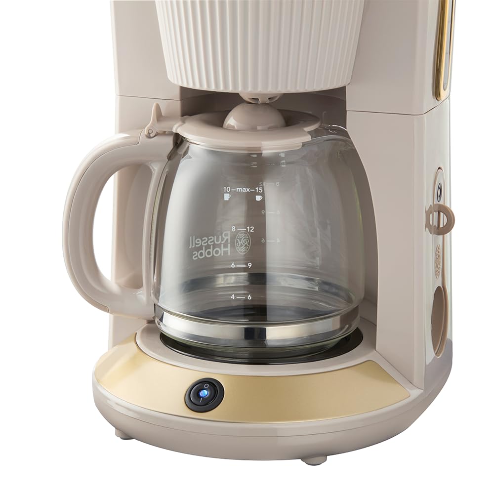 Russell Hobbs filtr ekspres do kawy [1,25 l, 1100W] Brontë Stone (technologia WhirlTech, Drip stop, Keep Warm, szklana karafka, okienko wody, funkcja przerwy i nalewania, przycisk zaparzania
