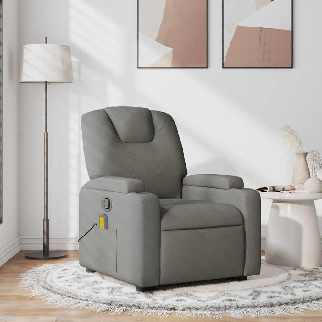 Sillón de masaje reclinable de tela gris oscuro,Sillas,Sillones-372378