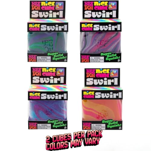 Schylling NeeDoh Nice Cube Swirl - Sensory Toy with a Super Solid Squish - Unique, Swirling Color Blend - Ages 3 and Up - Color May Vary - 2 Pack image 9