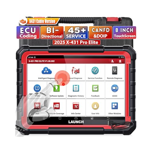 OBD2 Diagnosis Coche Multimarca LAUNCH X431 Pro Elite, Maquina Diagnosis Coche Scanner En Español, con 38+ Reset, Online ECU Coding, FCA Autoauth, CANFD&DOIP, Key Program, 2 años de actualización