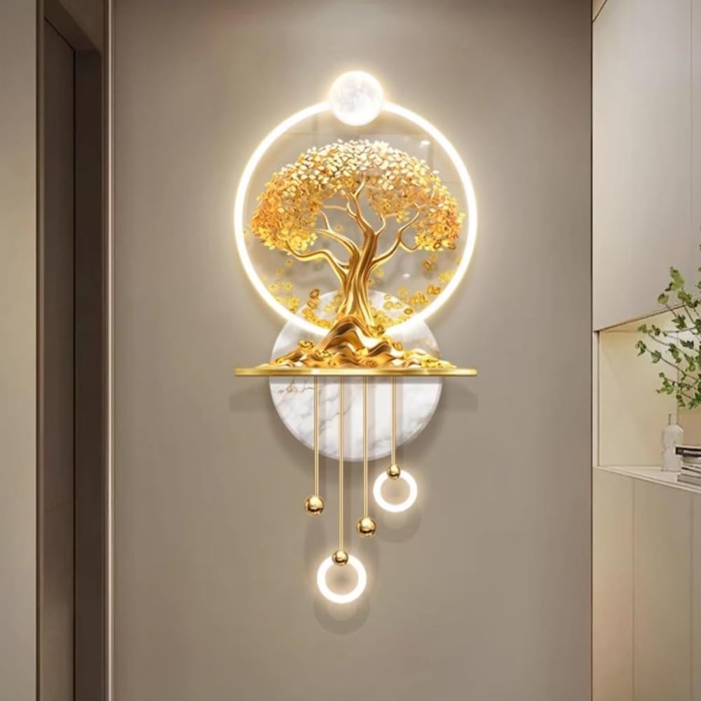 Decoración de Pared LED 3D con Fuente de alimentación enchufable, Pintura Decorativa LED en Relieve, Mural para Entrada, Pasillo y Sala de Estar.