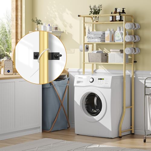 Image of Simple Trending 3 Tier Over The Toilet Rack, Shelf Bathroom, Bathroom Stand Organizer Space Saver, Gold