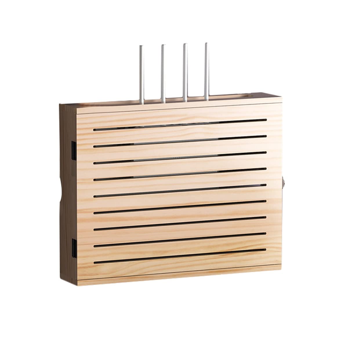 Étagère murale en bois avec rangement pour câble caché pour routeur sans fil, WiFi, etc. Grand support TV flottant avec boîtier d'occlusion de modem optique