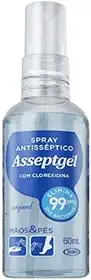 Antisséptico com clorexidina para mãos e pés Asseptgel Spray Start - 60ml
