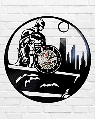 Kovides Party Supplies Decoration DC Comics Art Retro Vinyl Record Clock Batman Wall Hangings Batman Decals Gift Idea Batman LP Clock DC Comics Batman Wall Art Vintage Wall Clock
