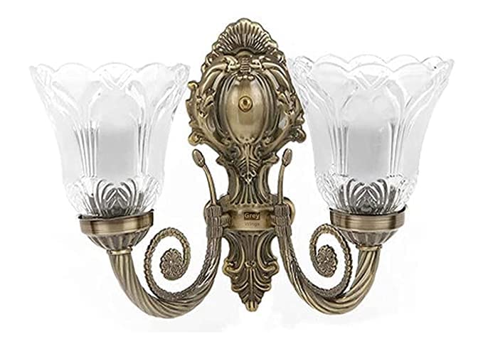KIYAAN Double Antique Brass Portuguese Style Antique Bronze Golden Wall lamp with 2 Lamp Shade| Light Fixture for Cafe, Restaurant and House (Brown, Large)-image-49