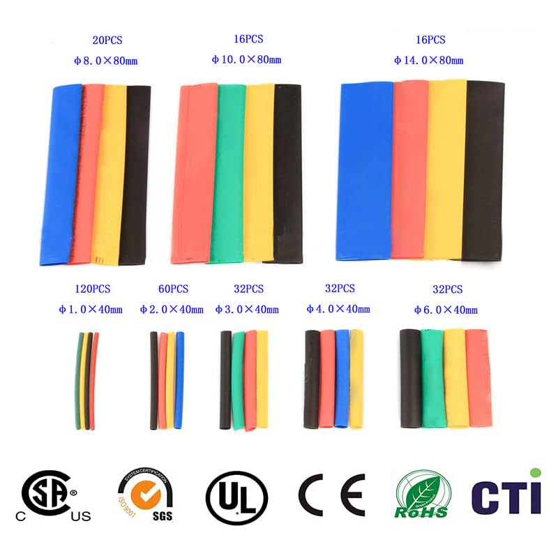 Unifizz 328pcs Heat Shrink Tubing Kit Shrinkage Ratio 2:1 Heat Shrink Tube for Repair Electrical Cable Wire Wrap Sleeve - Image 2