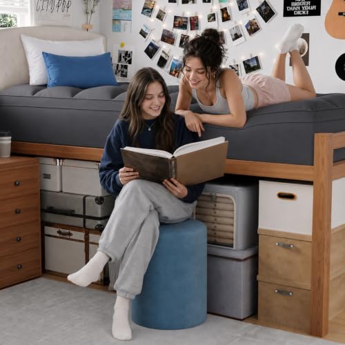 Image of ELEMUSE Twin XL Grey Mattress Topper for Dorm Bed, College Dorm Room Essentials for Girls&Guys, Soft Comfortable Bed Upgrade for Back to School, Apartment&Rental Use