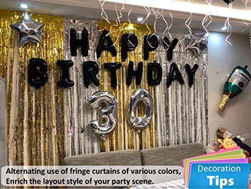Moohome 2 Pack 3Ft X 8Ft Silver Foil Curtains Metallic Tinsel Fringe Curtains Shimmer Door Window Curtain Backdrop For Birthday Wedding Bridal Shower Photo Booth Party Decorations #TOP7