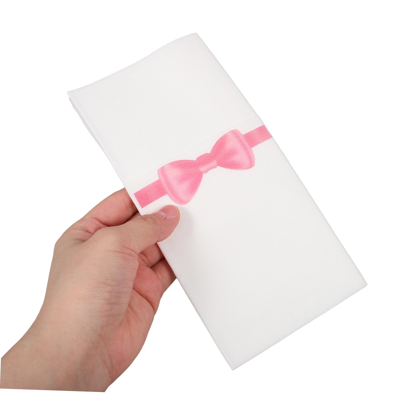PLAFOPE Servilletas de Papel para Cubiertos, 50 Piezas, Plegadas y Fáciles de Guardar, Estampado de Lazo Rosa, para Restaurante y Cocina