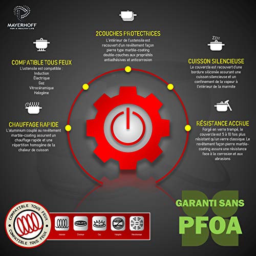 Mayerhoff Aluminium Couscous Saucepan with Non-Stick Coating 5 to 10 Litres, Noir/Granite, 8 Litres - Image 7