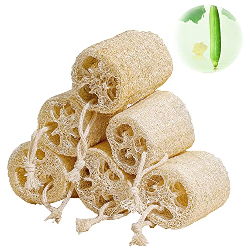 Pack of 6 Organic Natural Loofah Sponge, Kelodo Body Skin Exfoliating Loofah Shower Sponge, Eco-Friendly Face Back SPA Bath Loofah Sponge for Men & Women