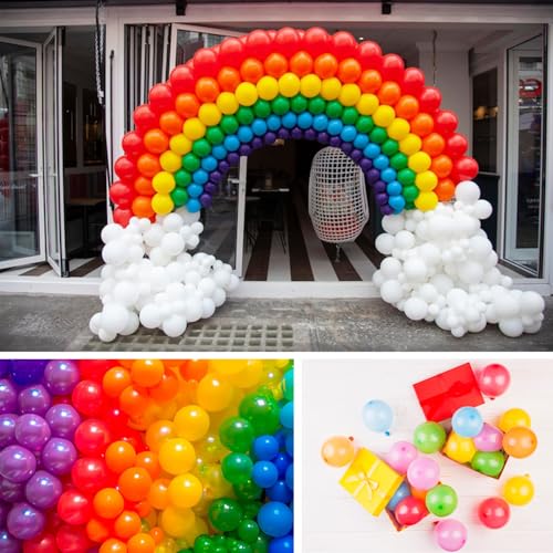 Image of Rainbow Balloons 160 Pack 5 inch Round Bright Latex Balloons Assorted Colors for Birthday Baby Shower Wedding Party Birthday Decorations Supplies Arch Garland