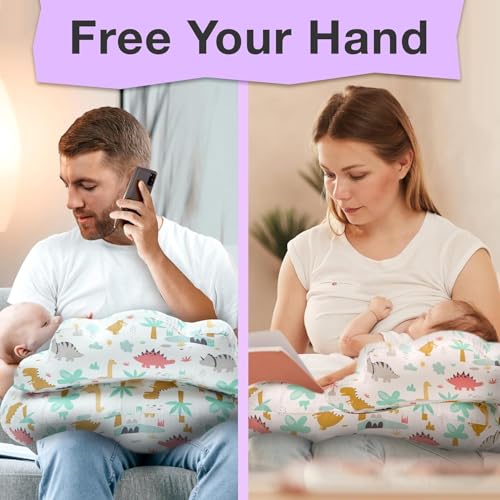 Image of Proliva Feeding Pillow for New Born Baby with Detachable Cover Breast Feeding & Maternity Nursing Pillow for Breastfeeding Support for Baby Feeding Pillow for Mom (eige-Dyno-A2)