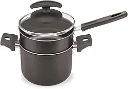 Alumínio Fortaleza 610012 Cuscuzeiro/Caldeirão 12 C/Tpa Vidro, Preto