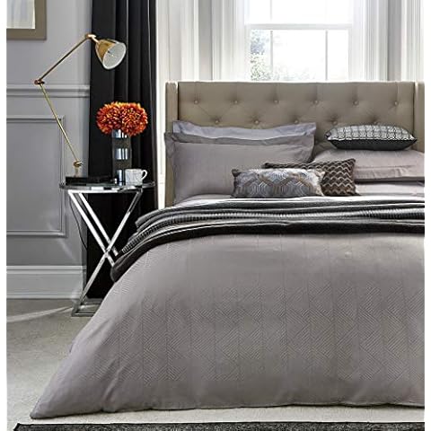 Peacock Blue Hotel Farrah Duvet Cover, Combed Cotton, Silver, King Cover