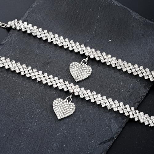 Image of Sora Tuki Ankle Bracelets for Women Waterproof Butterfly Heart Cross Anklets for Women Tennis Rhinestone Anklet Bracelet Large Plus Size Anklets Big Ankle Beach Summer Foot Jewelry